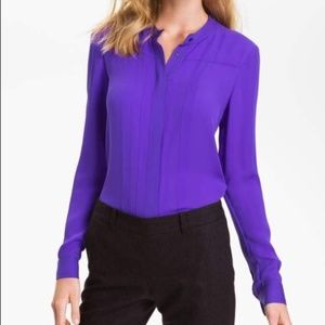 Theory Silk Tharady Blouse in Royal Purple